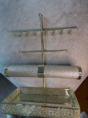 Christian Siriano Gold Glitter Jewelry Stand with Tray